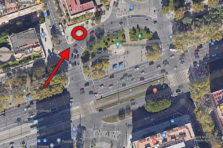 Mapa amb la nova ubicació temporal de la parada de la Hispano.