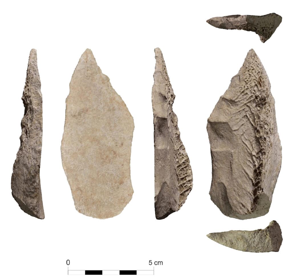 Imatge de la punta de llança trobada a les excavacions de l'Abric Romaní de Capellades